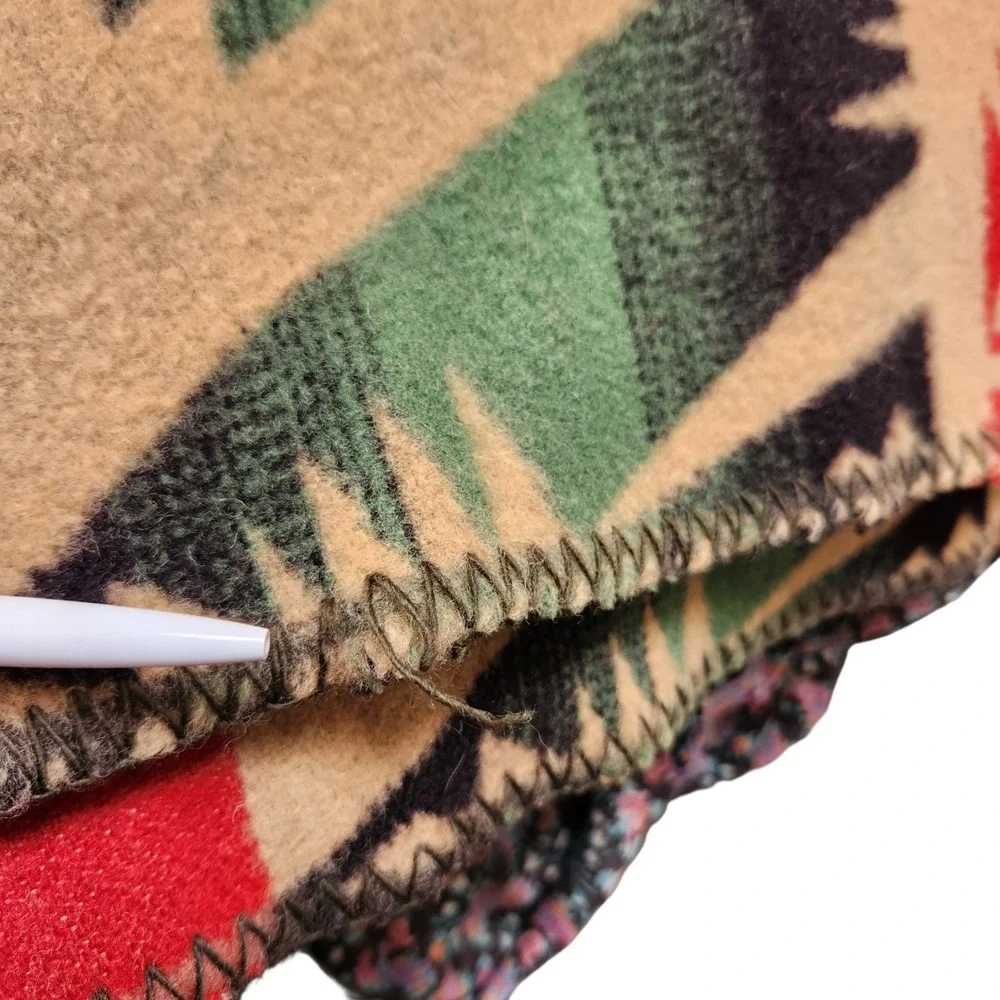 Vtg 80's Ralph Lauren Italian Wool Blanket Southwest Aztec 90x104 Geometric Read
